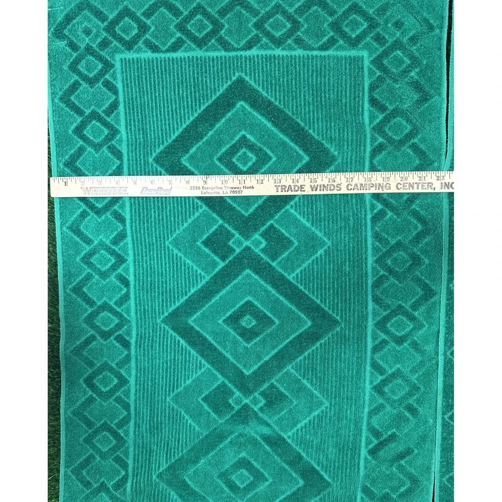 Vintage Dundee Green Fringed Towel Set 2 Bath &‎ 1 Washcloth Texture 100% Cotton